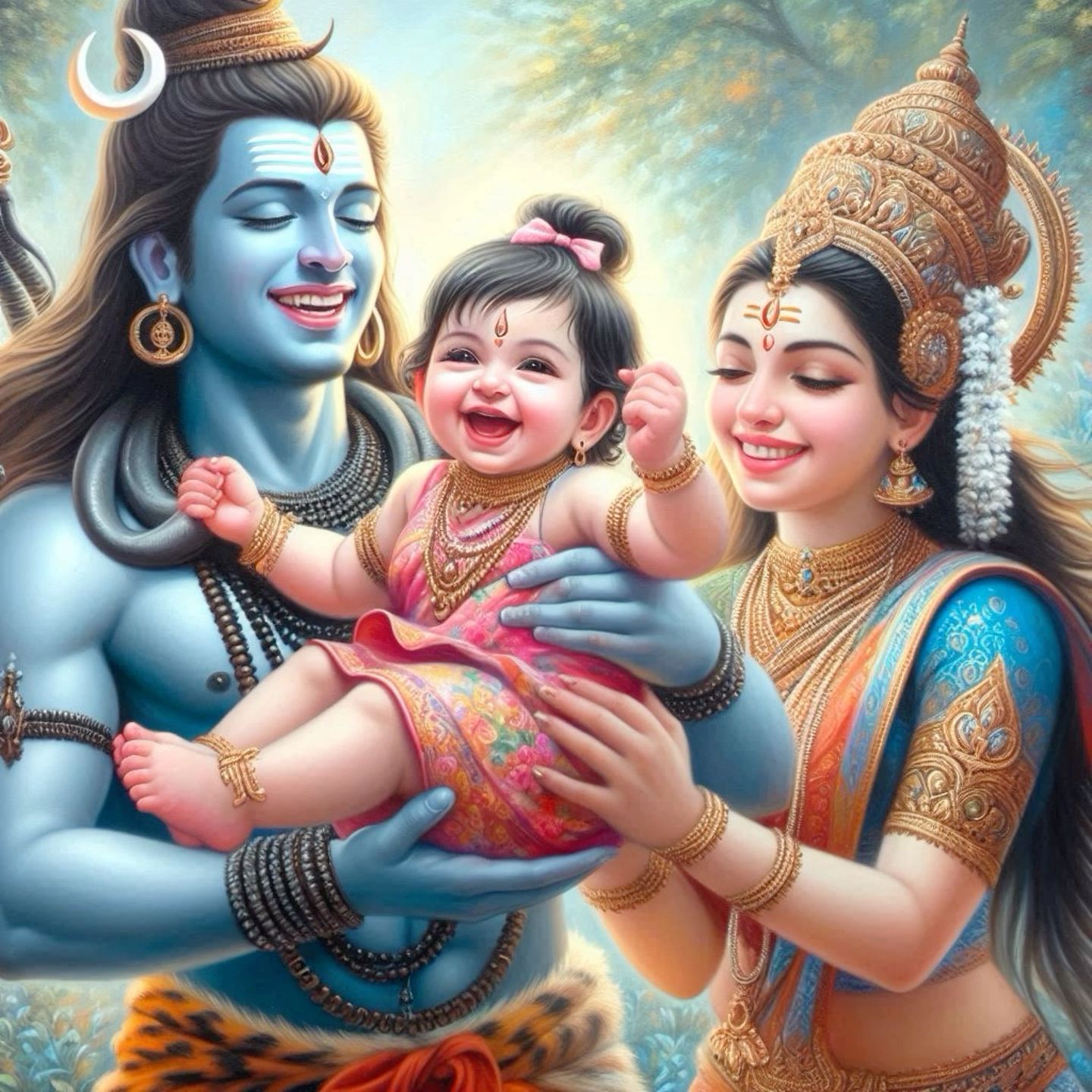 Shiva Parvati with their divine child