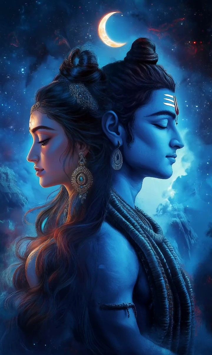 Shiva Parvati celestial cosmic portrait