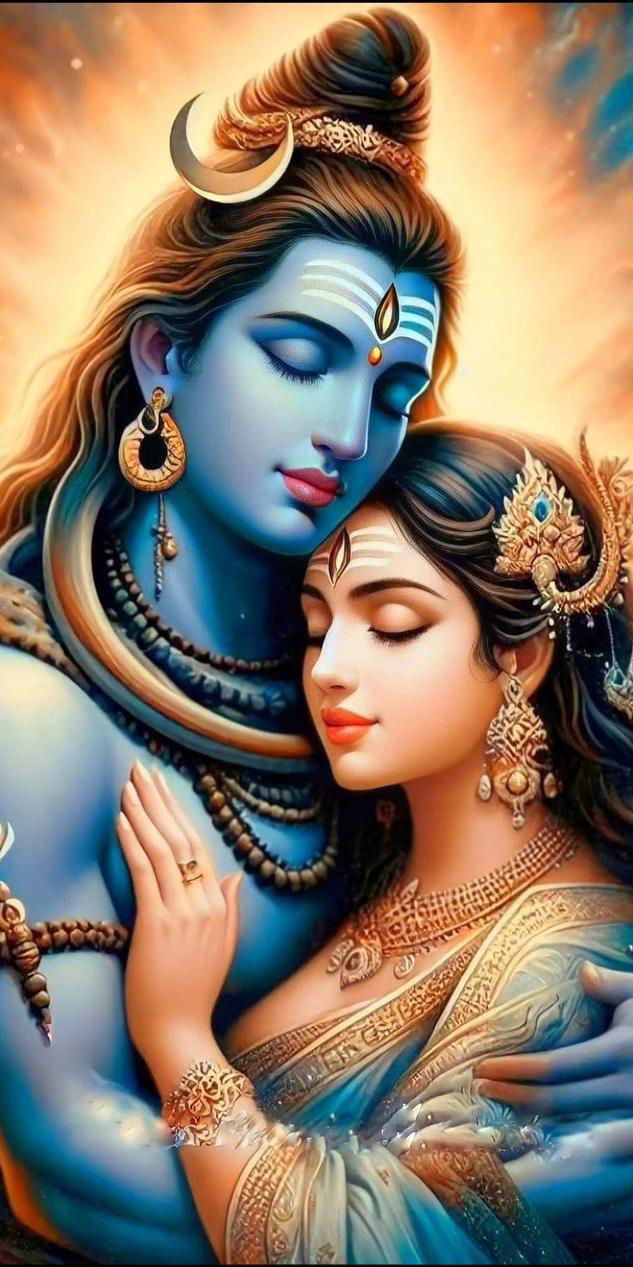 Shiva and Parvati in loving embrace