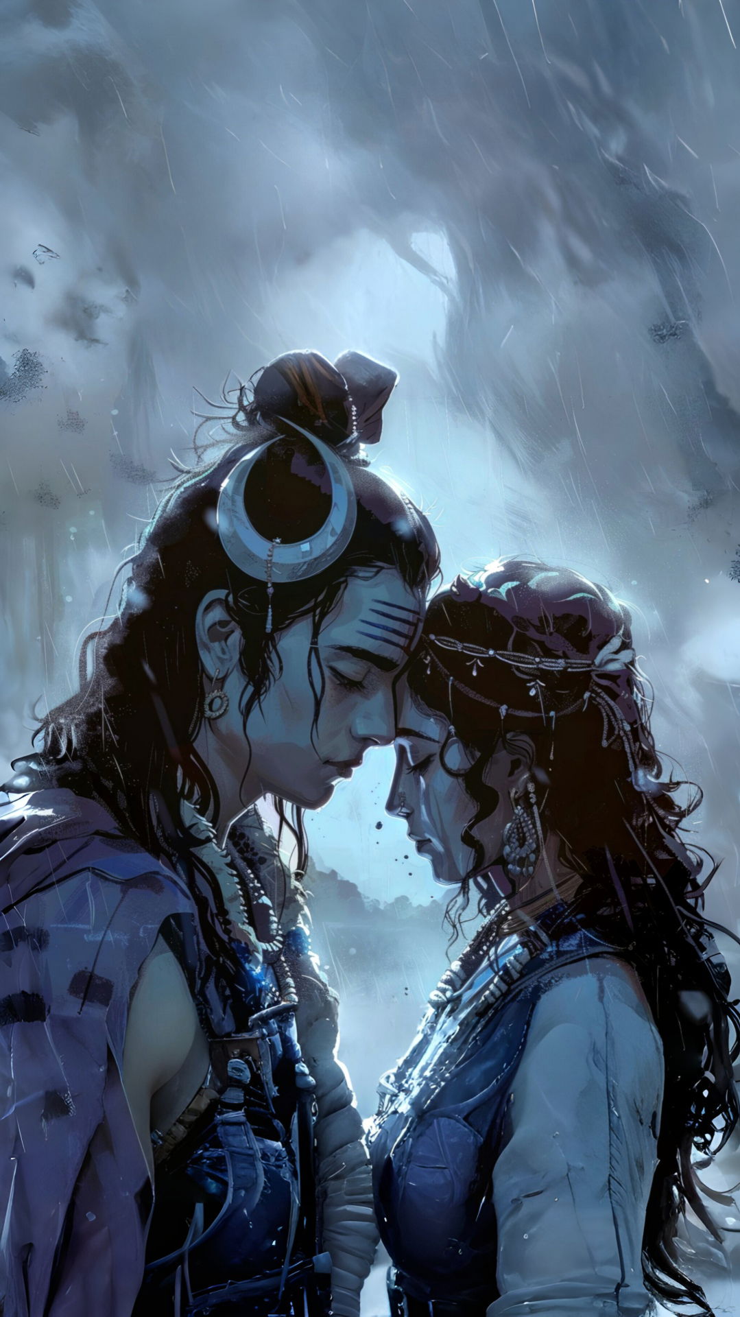 Shiva and Parvati in a loving gaze