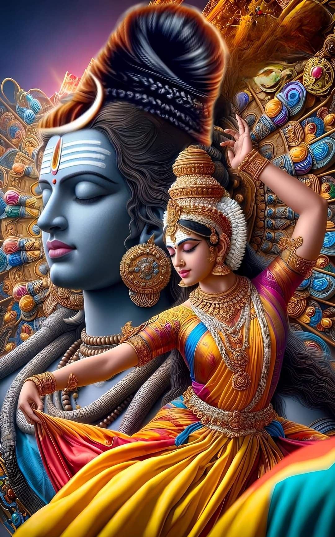 Shiva and Parvati in a loving embrace.