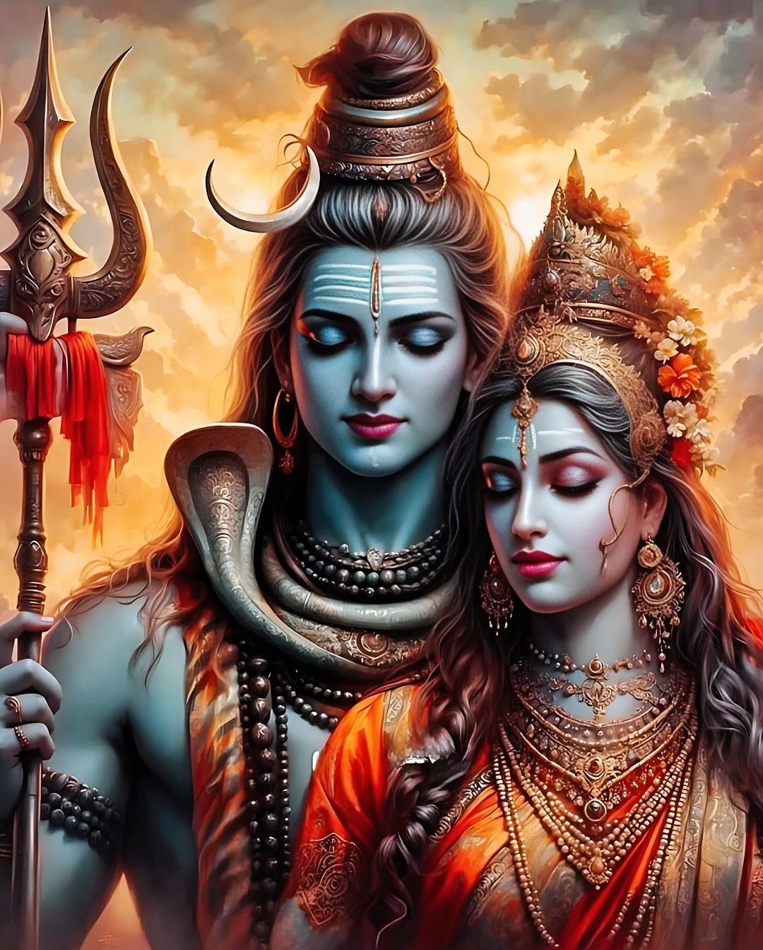 Shiva and Parvati divine embrace wallpaper