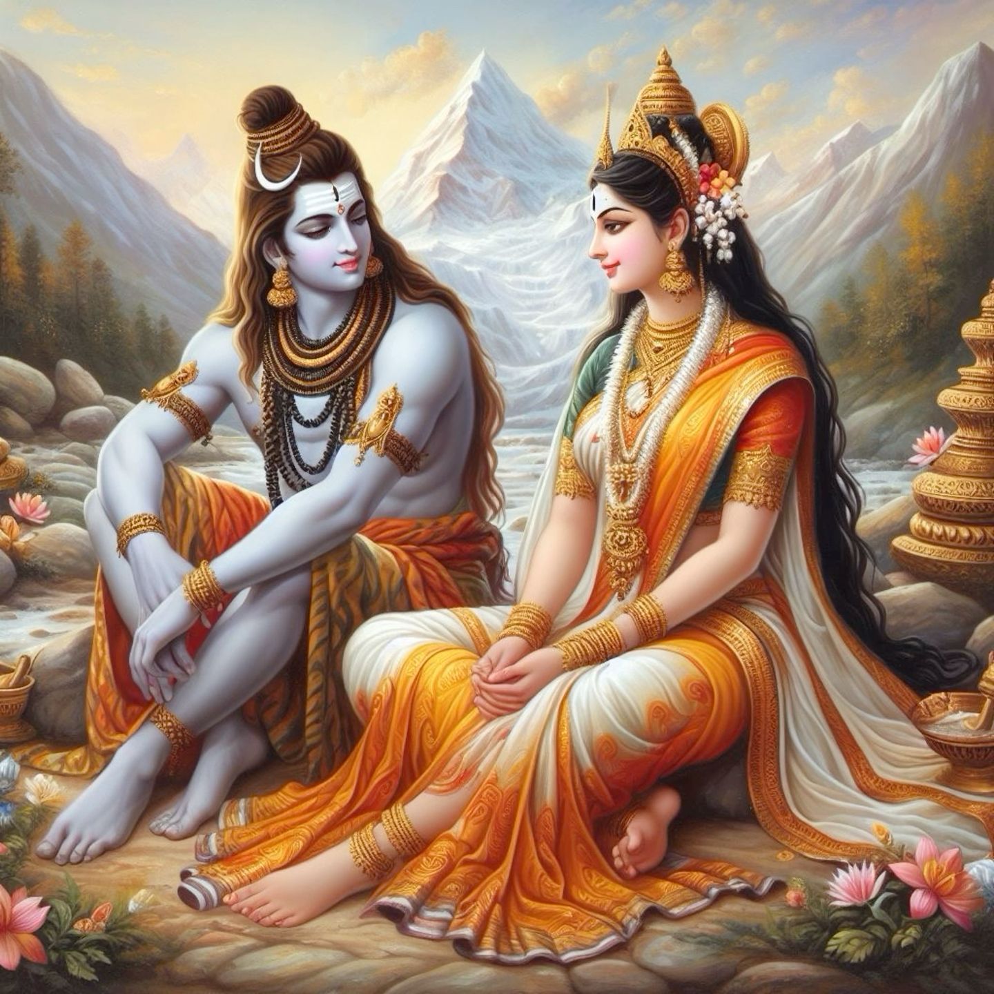 Shiva and Parvati in the Himalayas