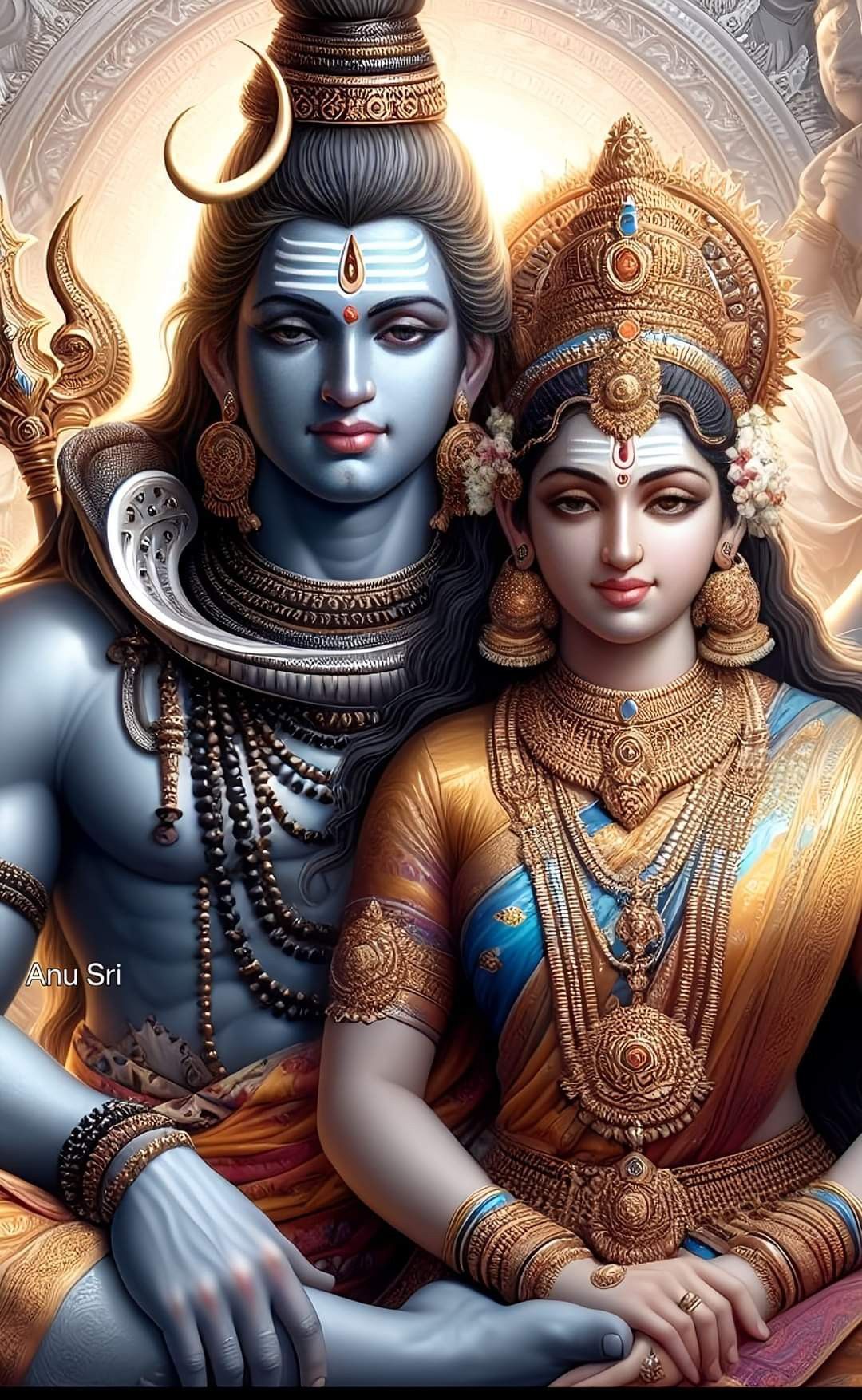 Shiva and Parvati divine portrait
