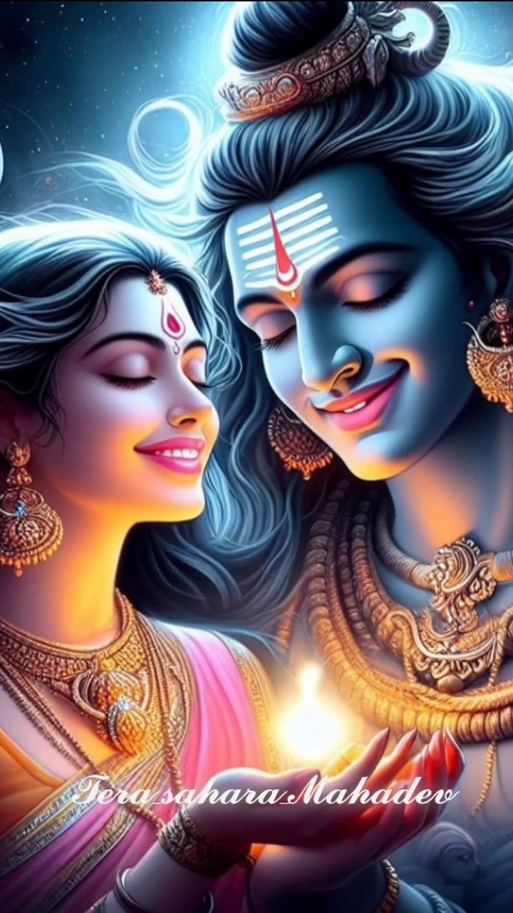 Shiva and Parvati divine embrace wallpaper