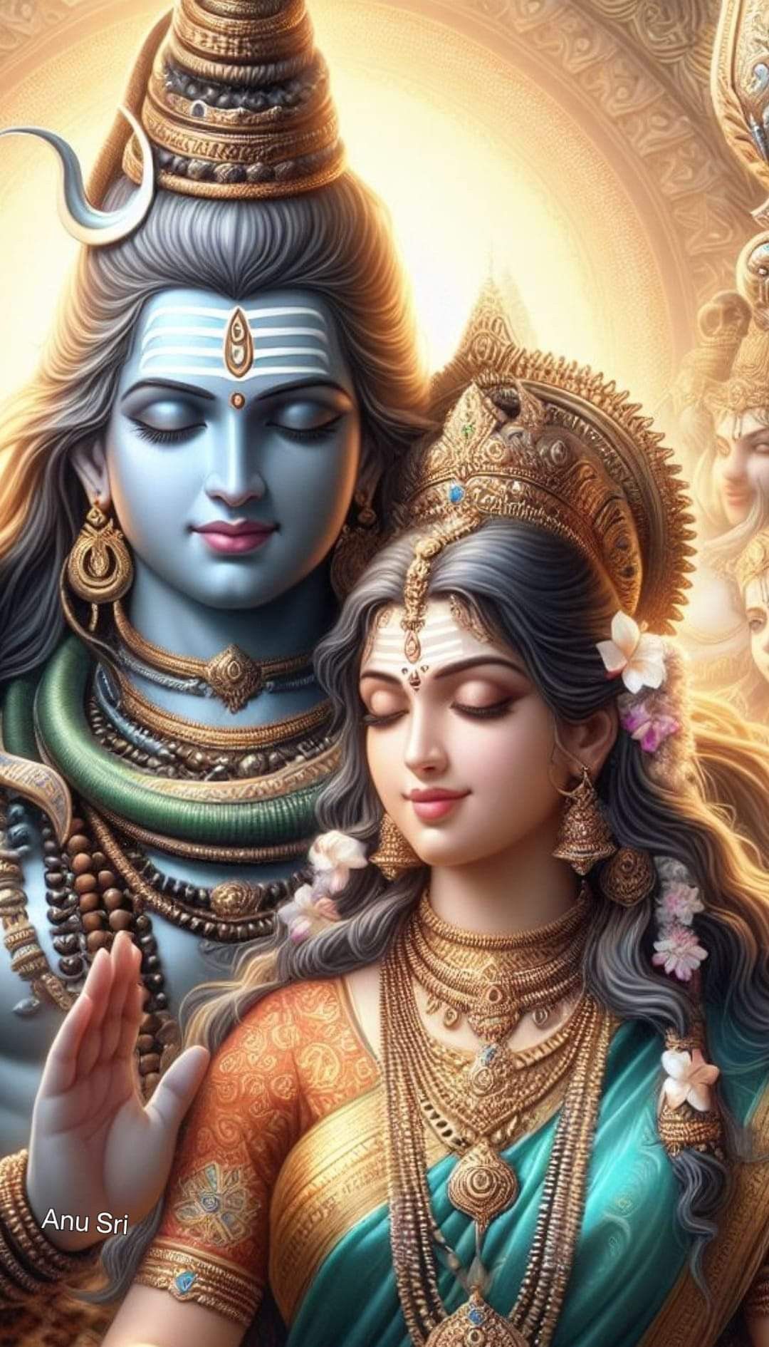 Shiva and Parvati in peaceful meditation.