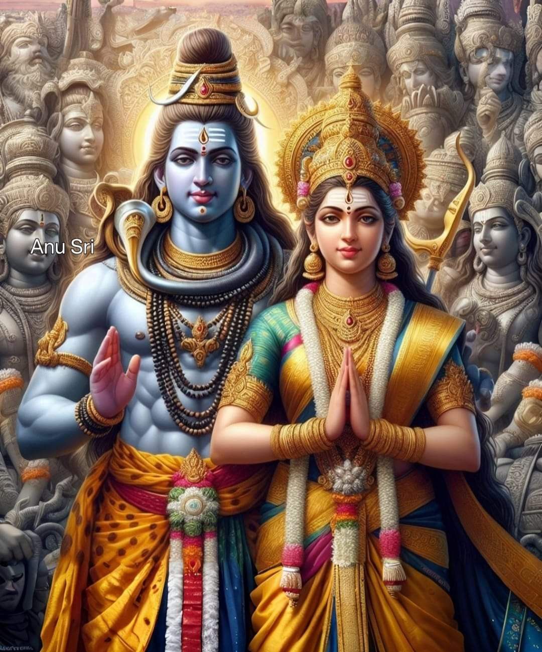Shiva and Parvati divine portrait