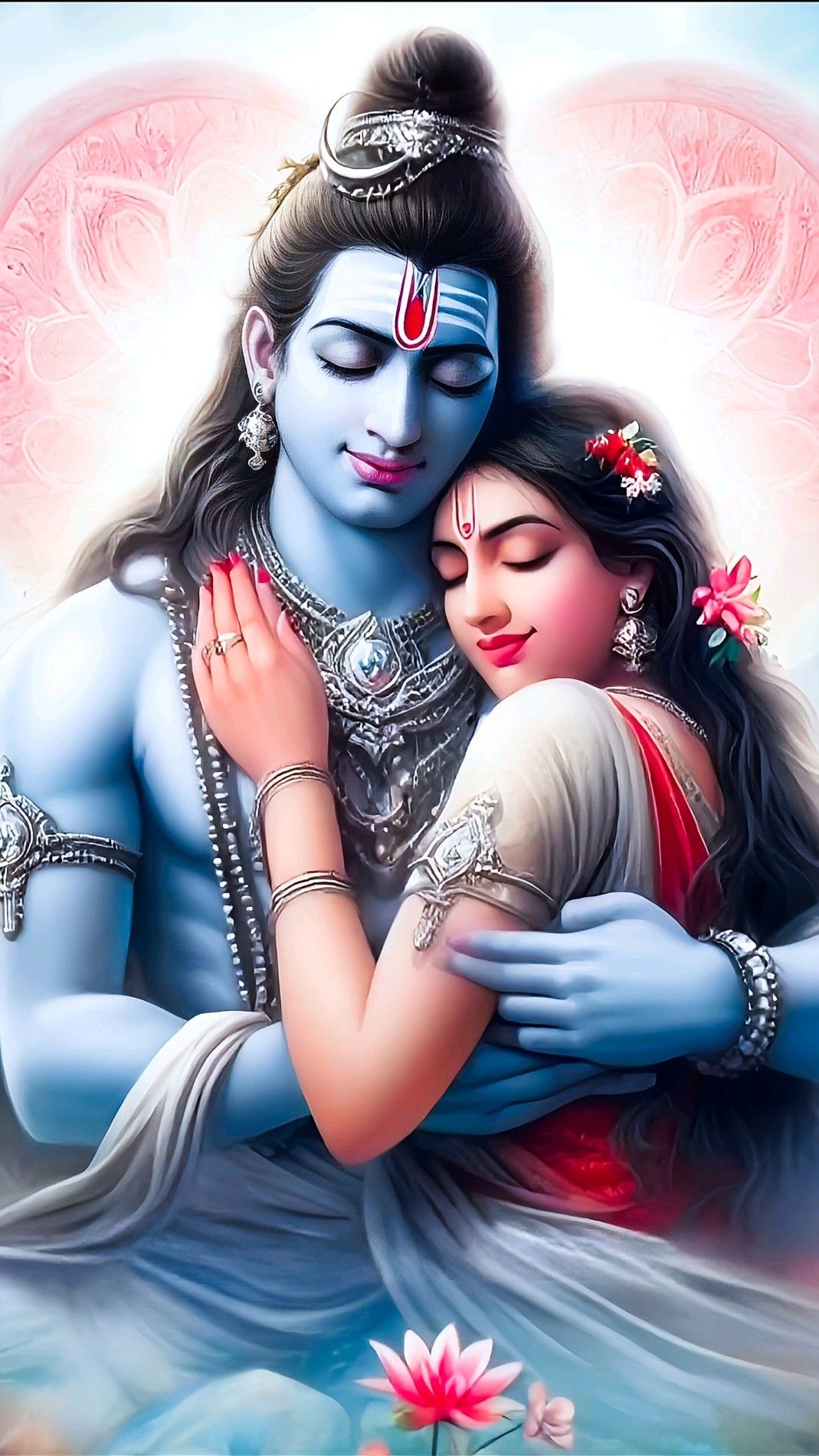Shiva and Parvati in a loving embrace
