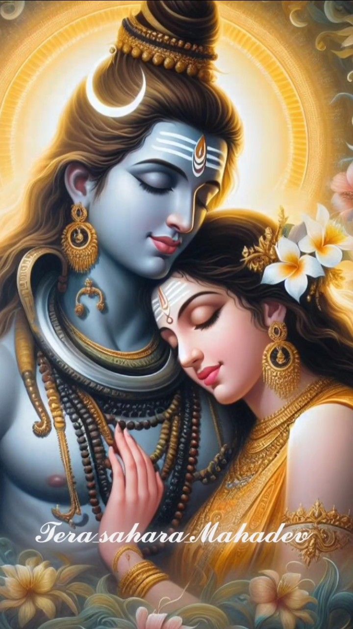 Shiva and Parvati divine portrait