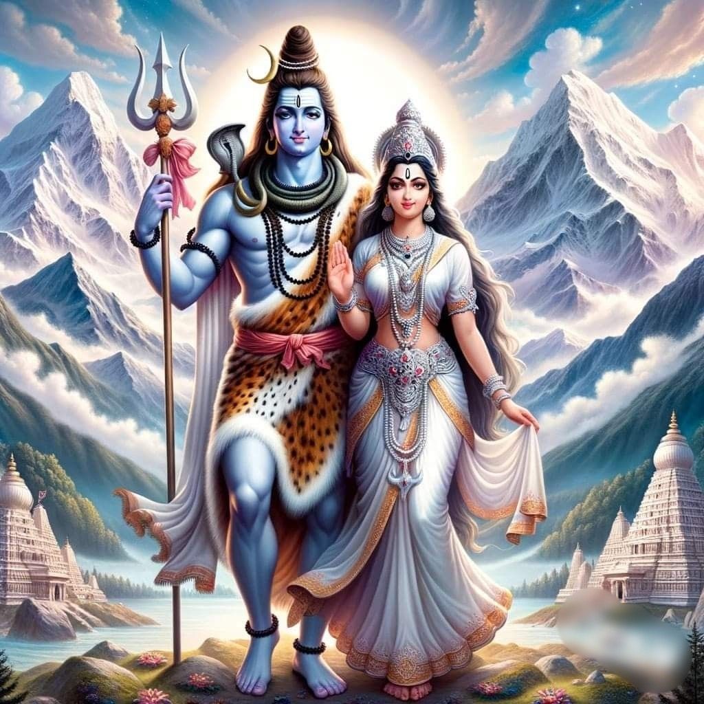 Shiva Parvati divine couple Himalayas