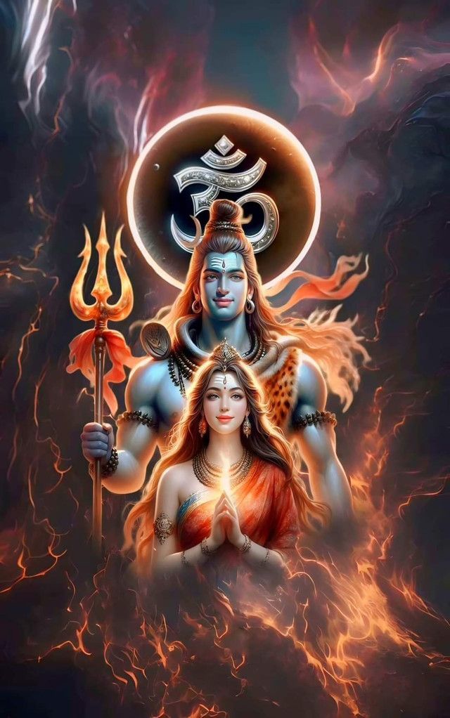 Shiva and Parvati in divine embrace