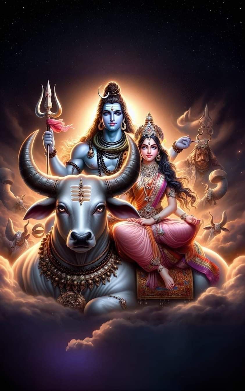 Lord Shiva and Parvati on Nandi