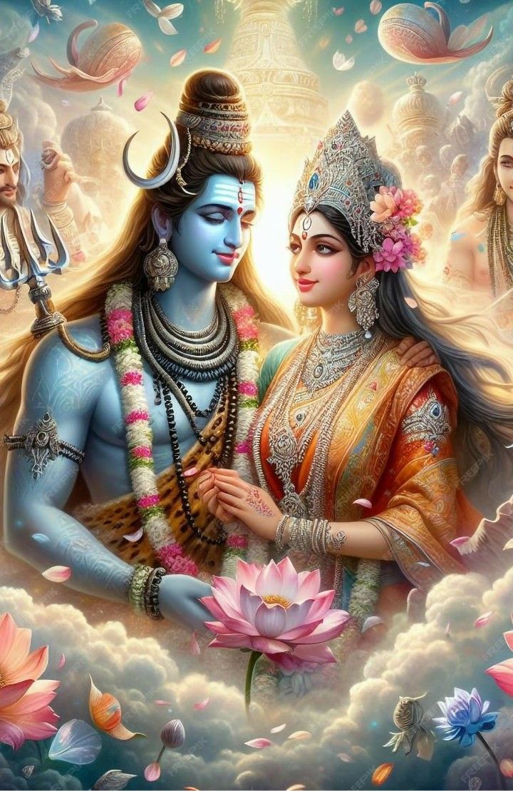 Shiva and Parvati divine couple portrait
