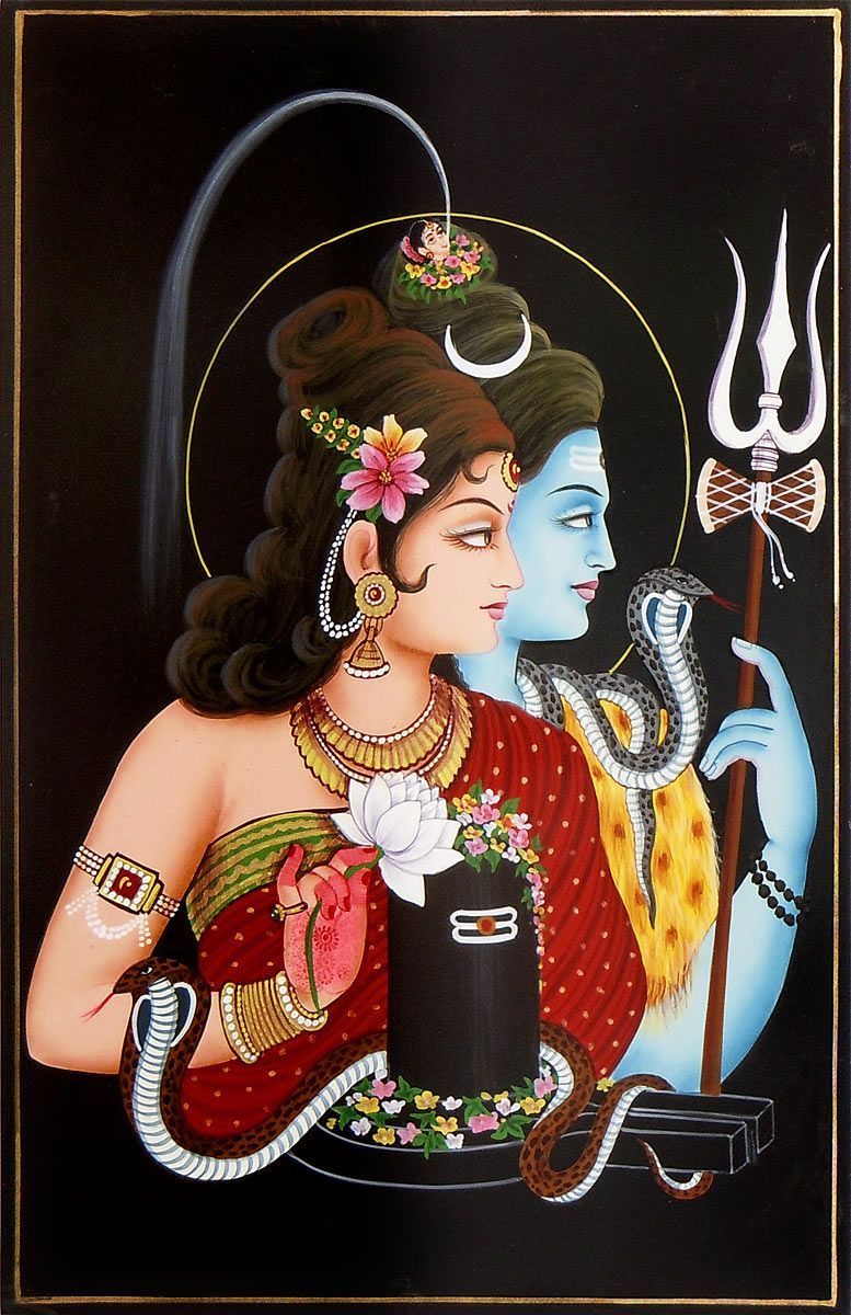 Shiva and Parvati in loving embrace.