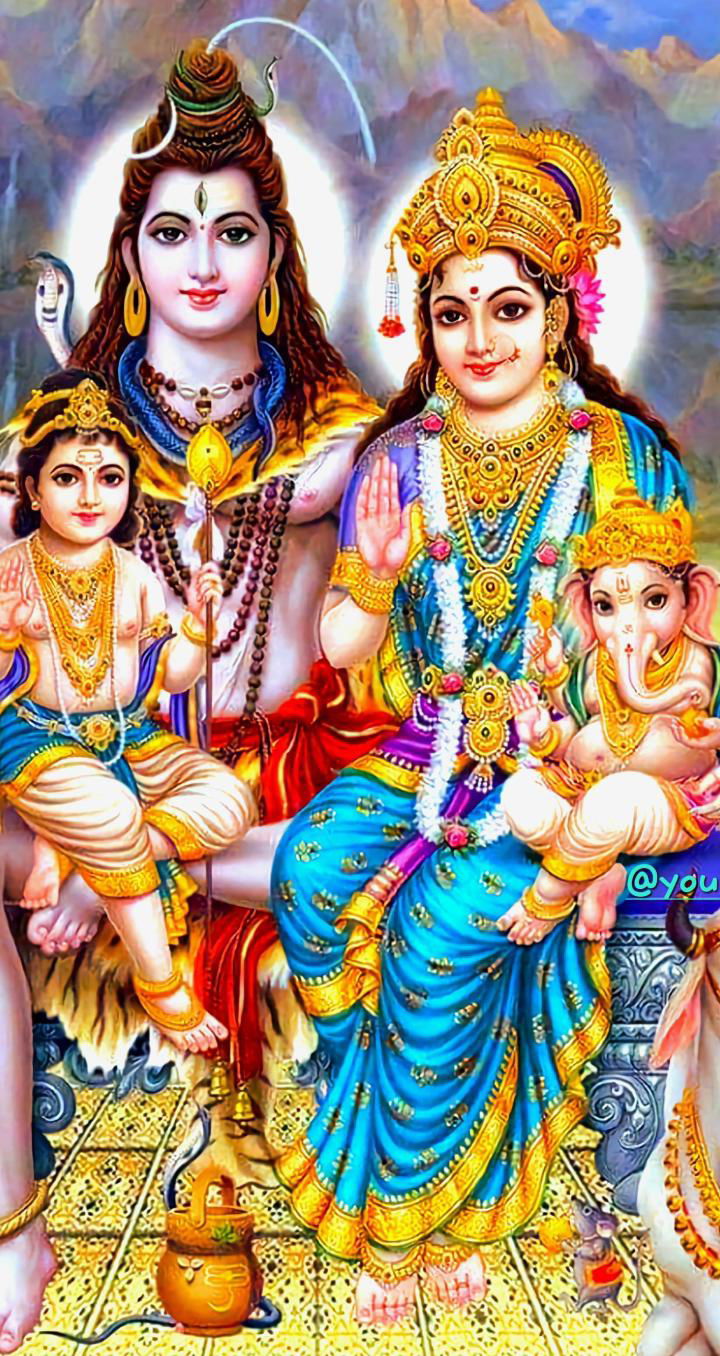 Shiva Parvati family divine portrait