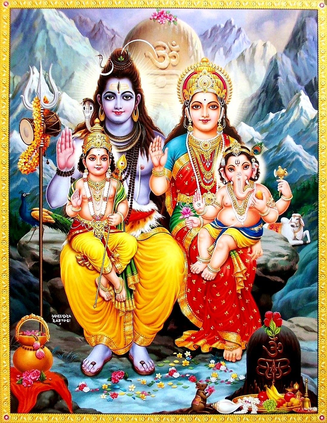 Shiva Parvati family divine portrait