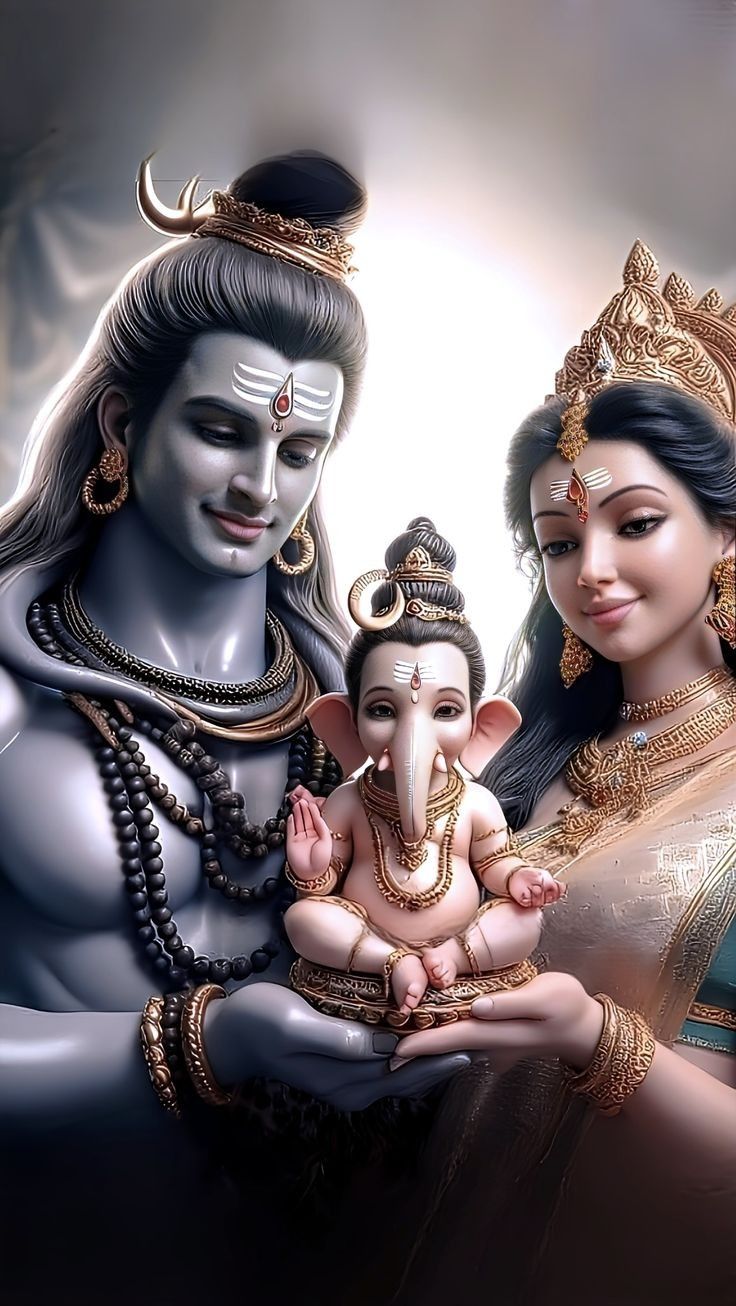 Shiva Parvati and Ganesha family portrait