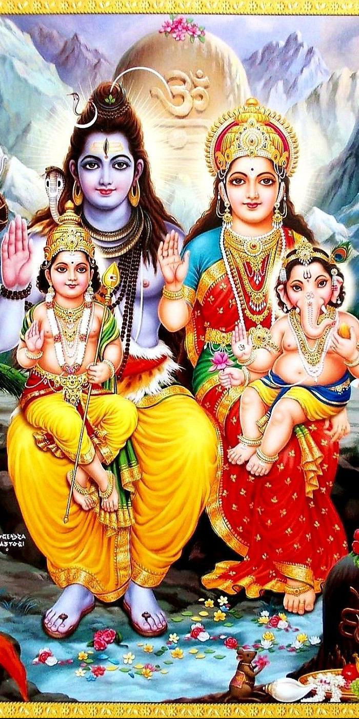 Shiva Parvati family divine portrait
