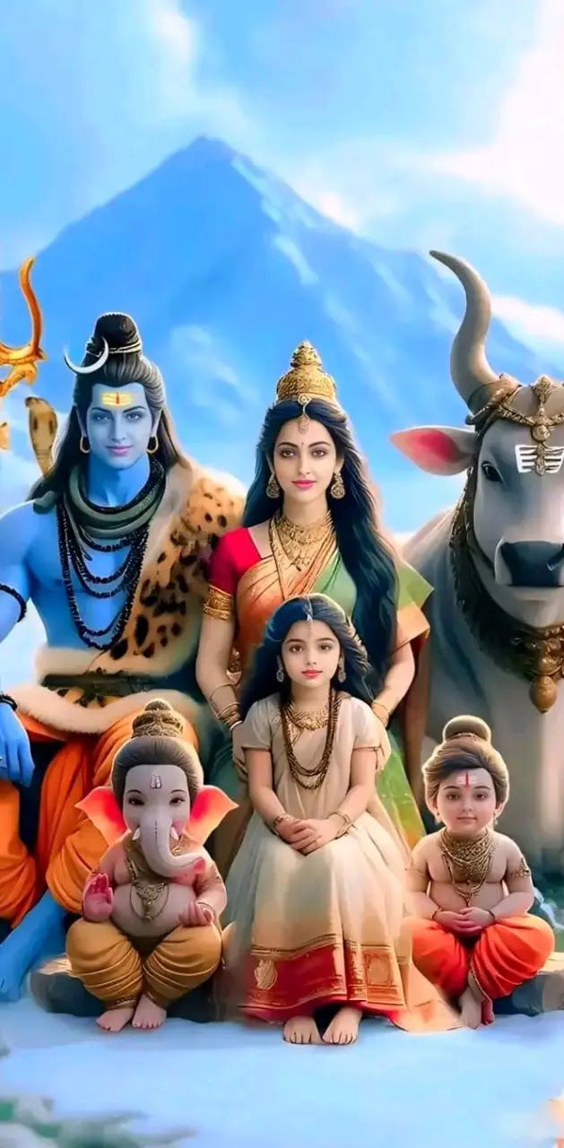 Shiva Parvati family divine portrait