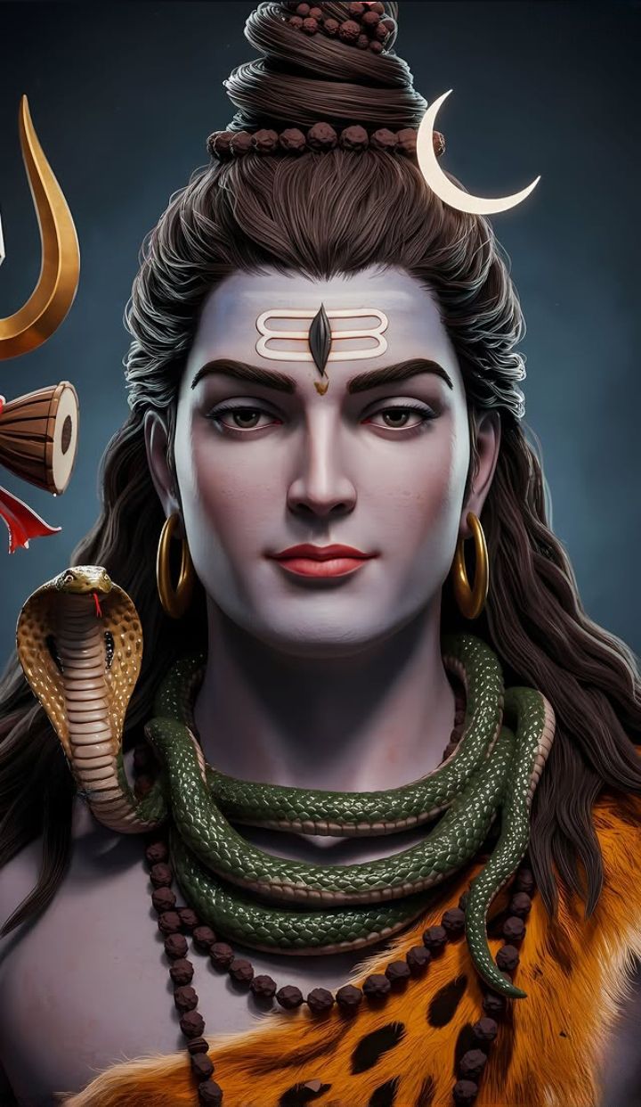 Lord Shiva with serpent and Trishul