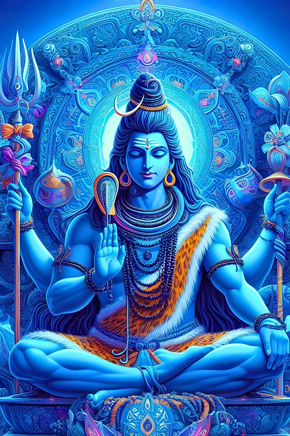 Meditating Lord Shiva, cosmic deity