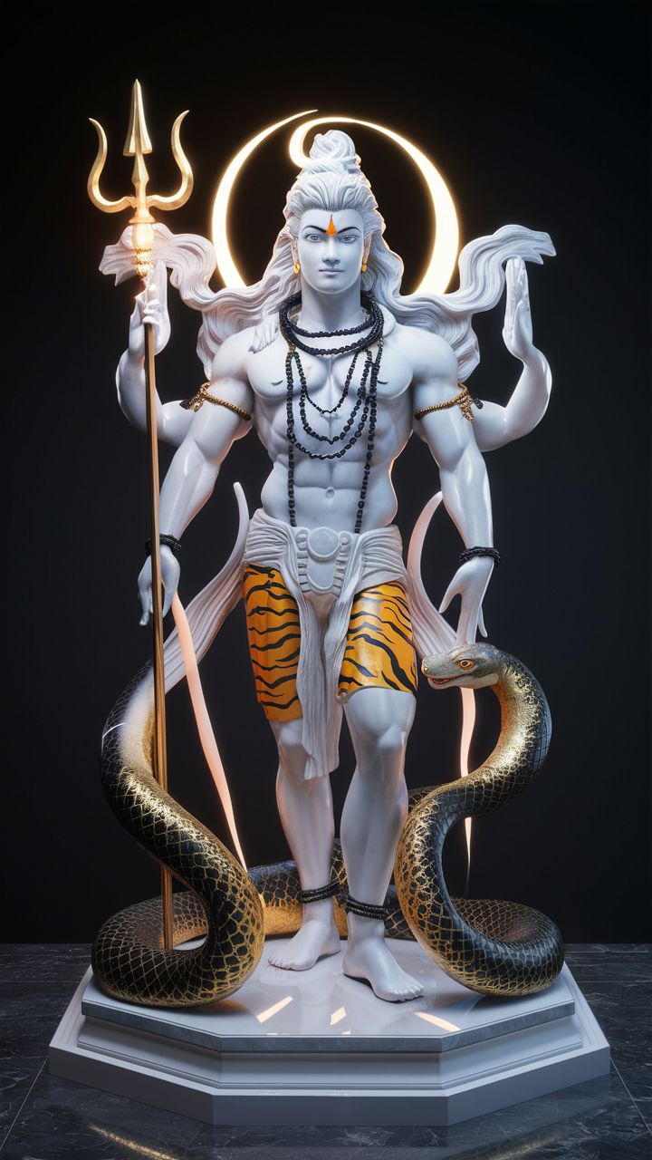 Lord Shiva with Trishul and serpent