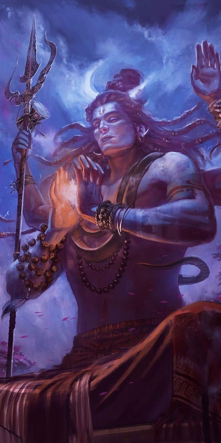 Lord Shiva meditating in the Himalayas