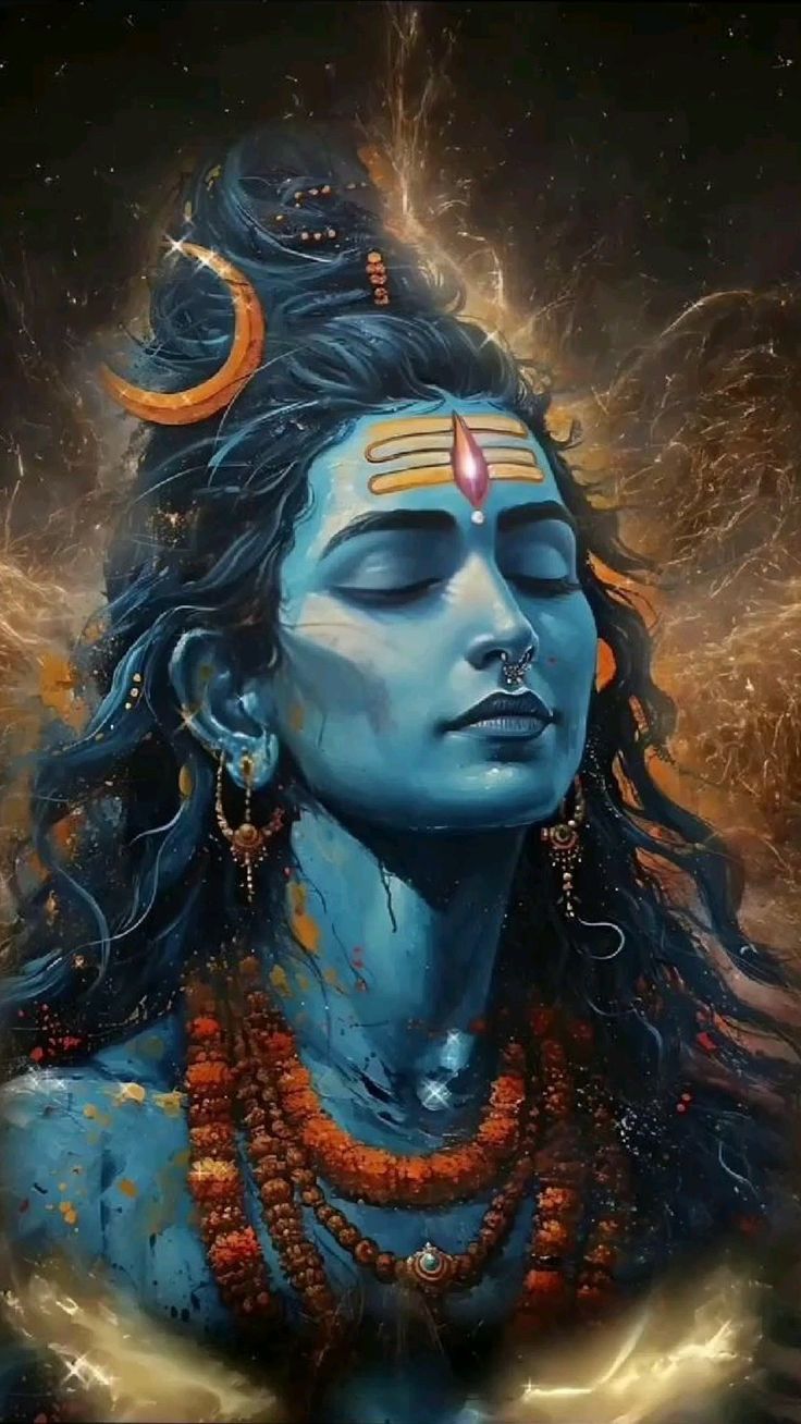 Blue-skinned Shiva in meditative pose