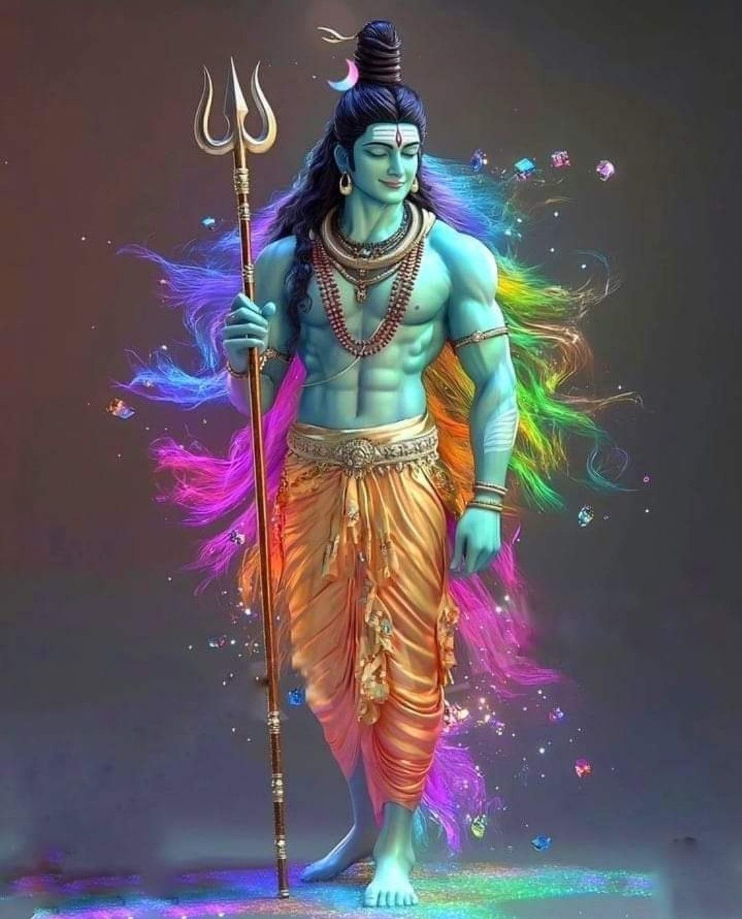 Lord Shiva holding a trident, divine image