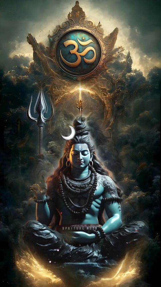 Meditating Shiva with Om symbol