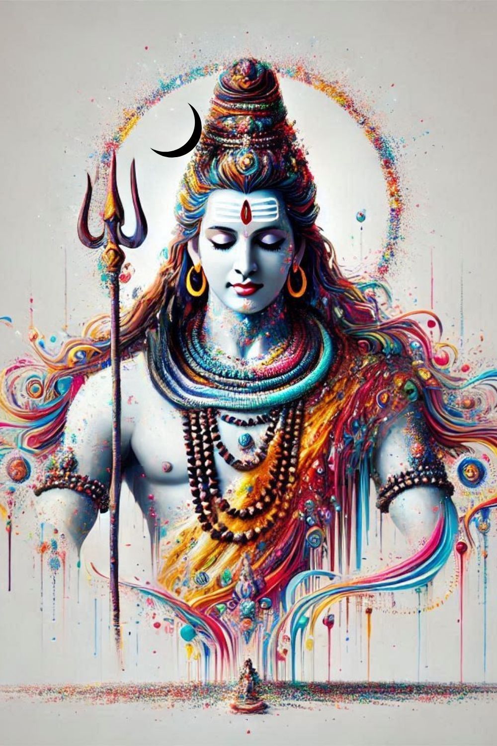 Colorful Lord Shiva portrait with Trishul