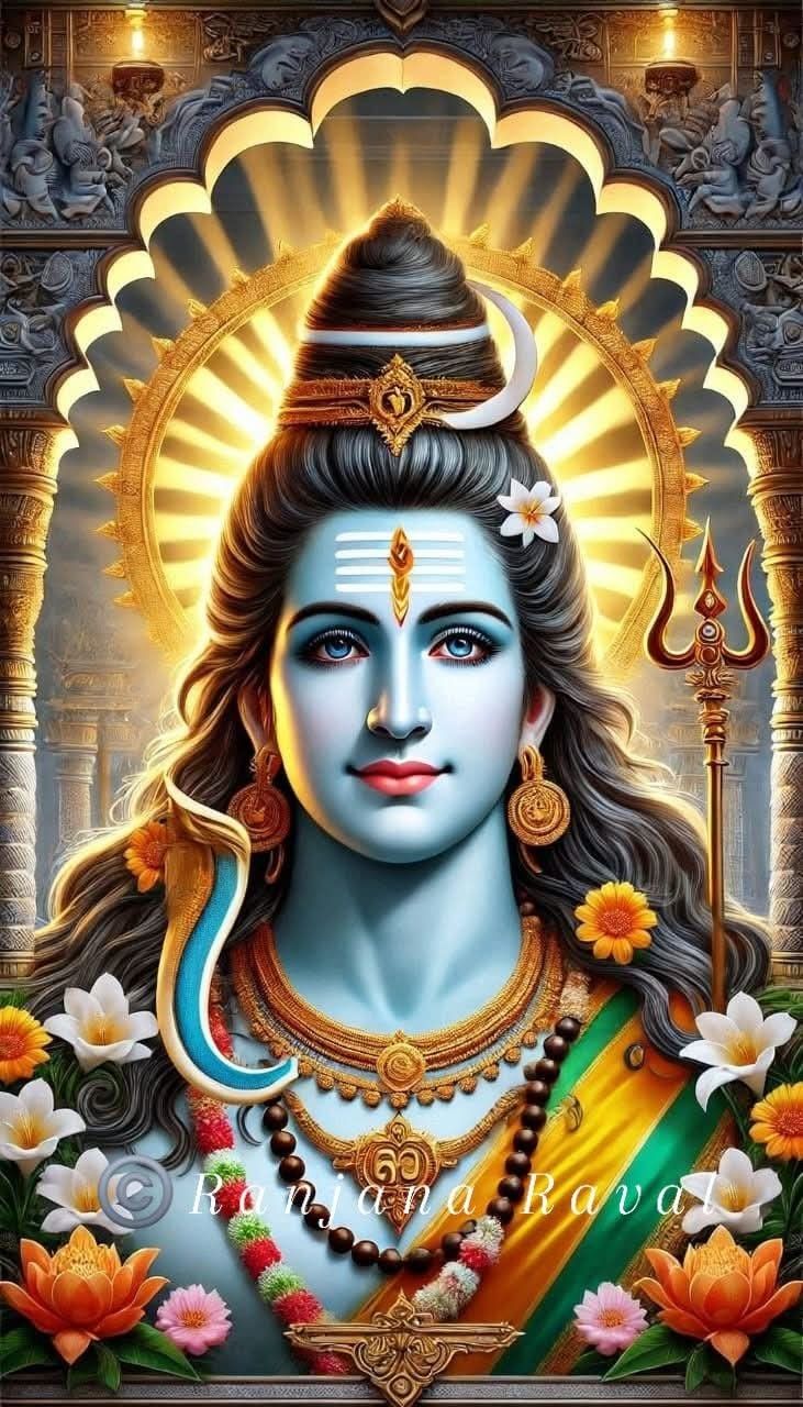 Divine Shiva with third eye portrait.
