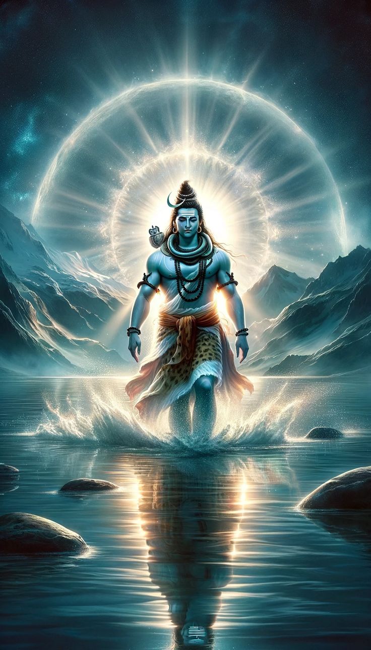 Lord Shiva emerging from cosmic waters