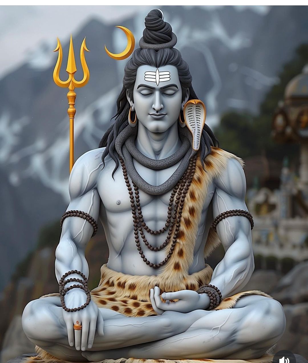 Meditating Shiva amidst the mountains