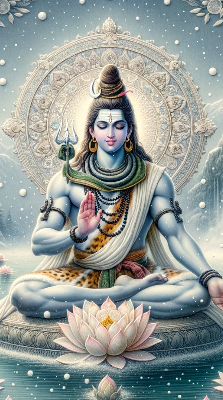 Meditating shiva amidst serene landscape