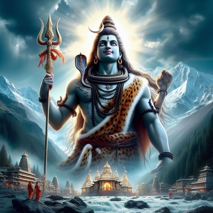 Lord Shiva amidst Himalayan mountains