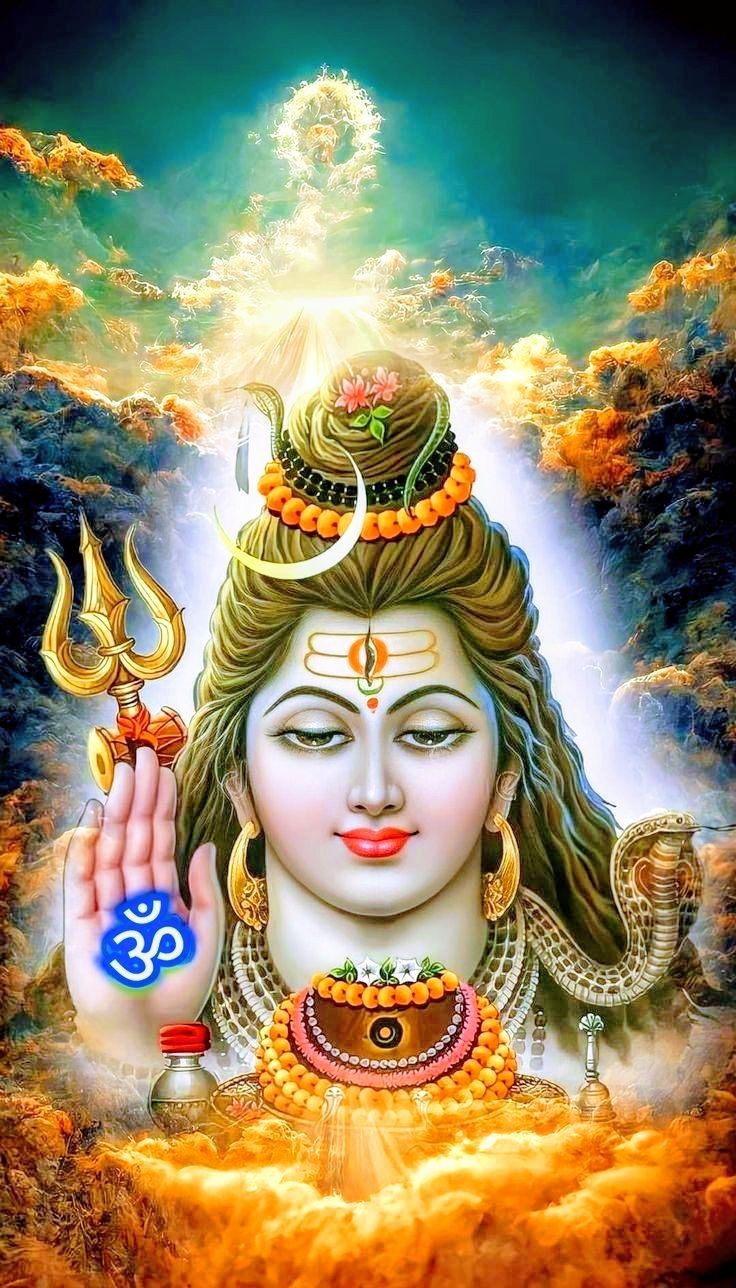 Lord Shiva with trident and Om symbol