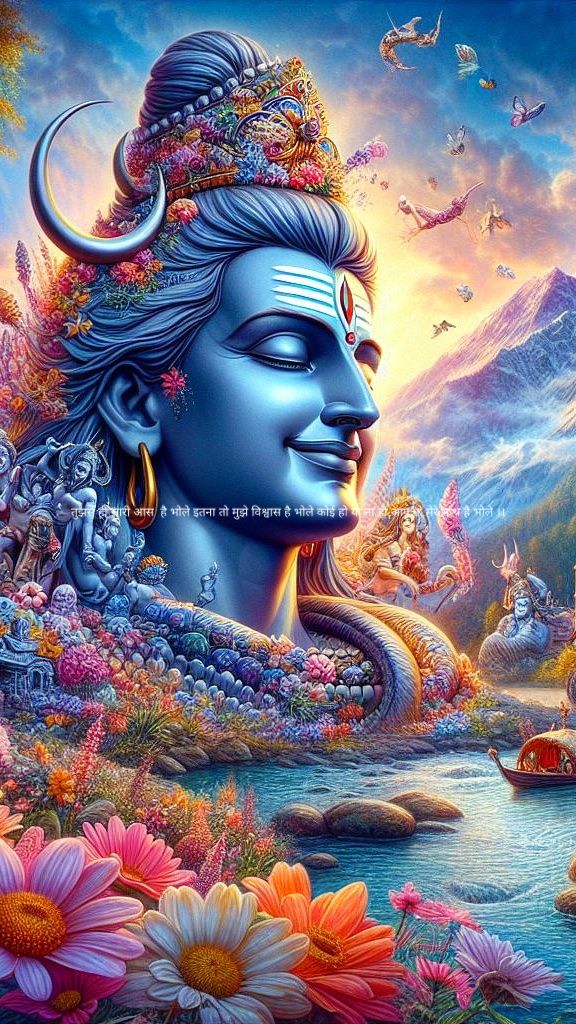 Serene Shiva amidst mountain landscape