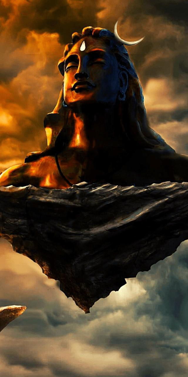 Meditating Shiva amidst mountain clouds