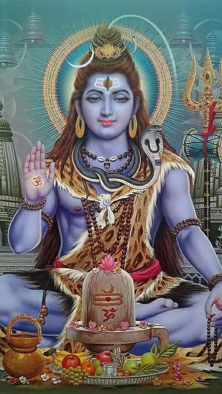 Lord Shiva blessing with serene expression.
