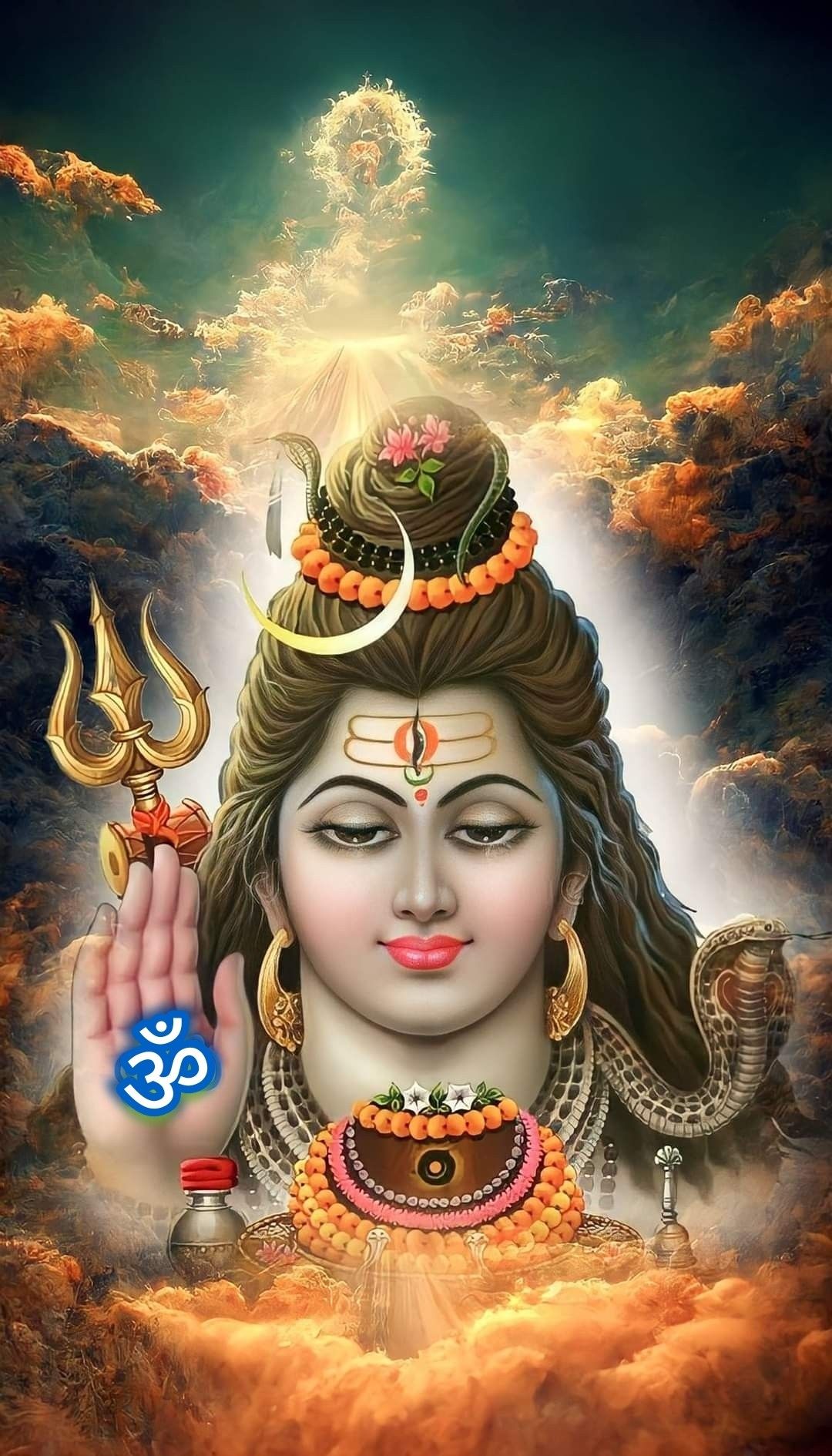 Lord Shiva with Trishul and Om symbol