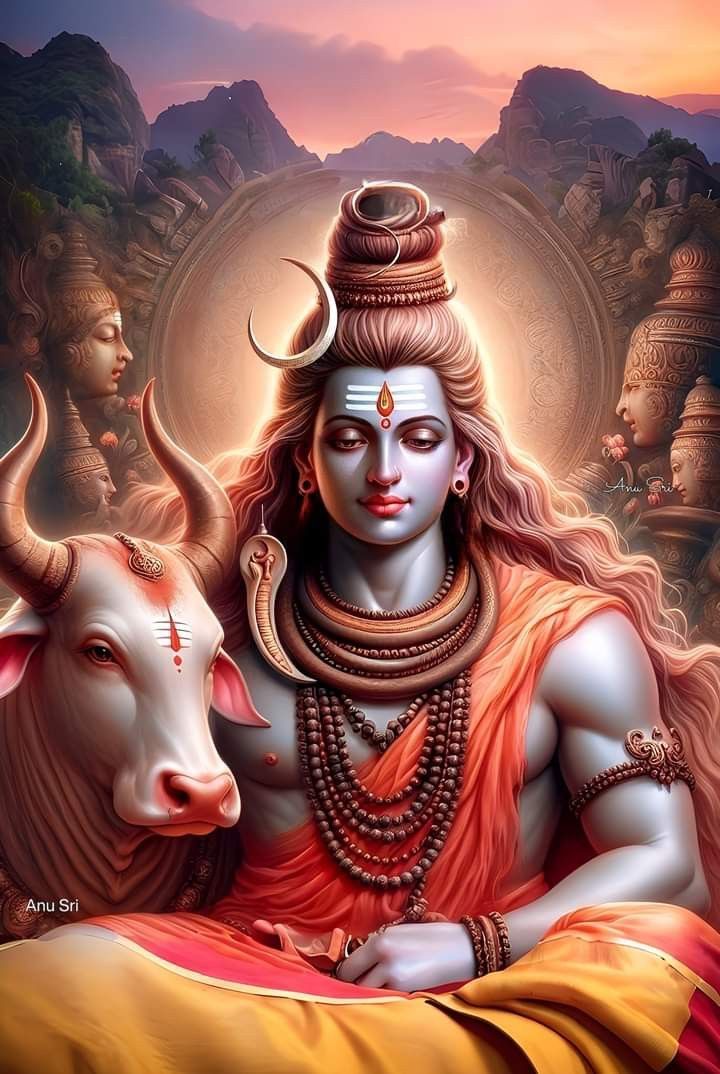 Lord Shiva with Nandi and Trishul