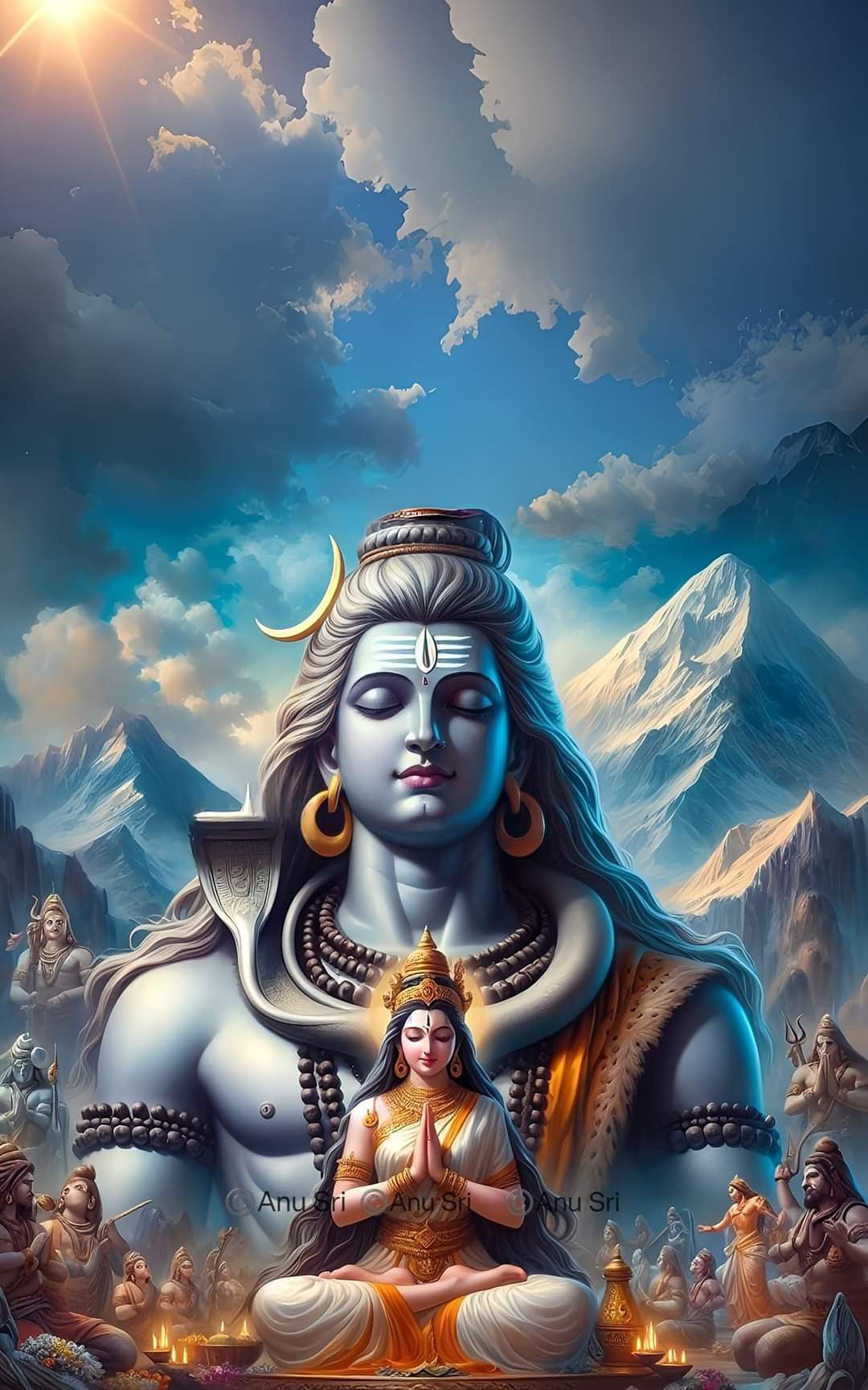 Lord Shiva meditating in the Himalayas