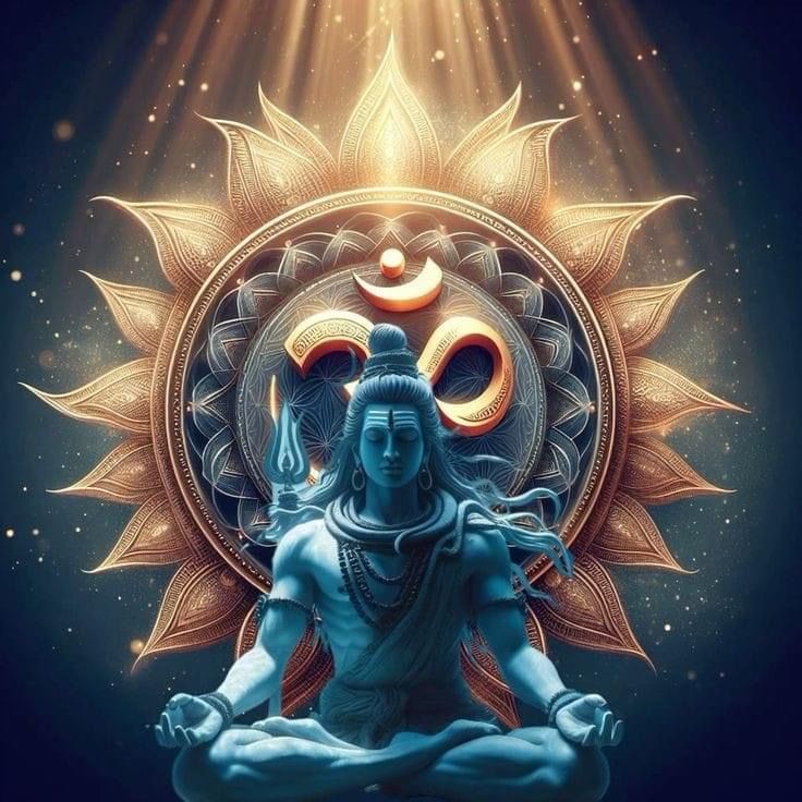 Meditating Shiva amidst cosmic lotus