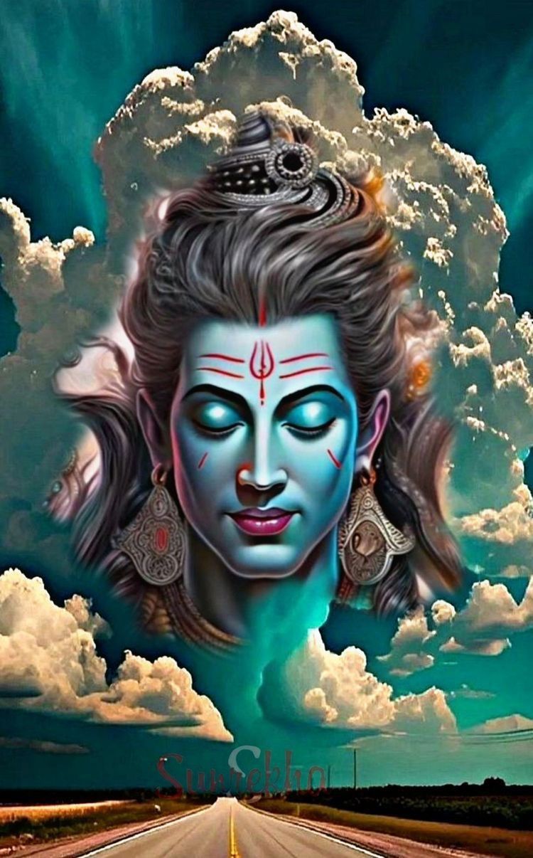 Shiva\'s face emerges from the clouds