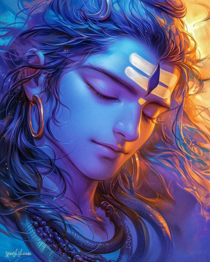 Peaceful Shiva portrait with serpent