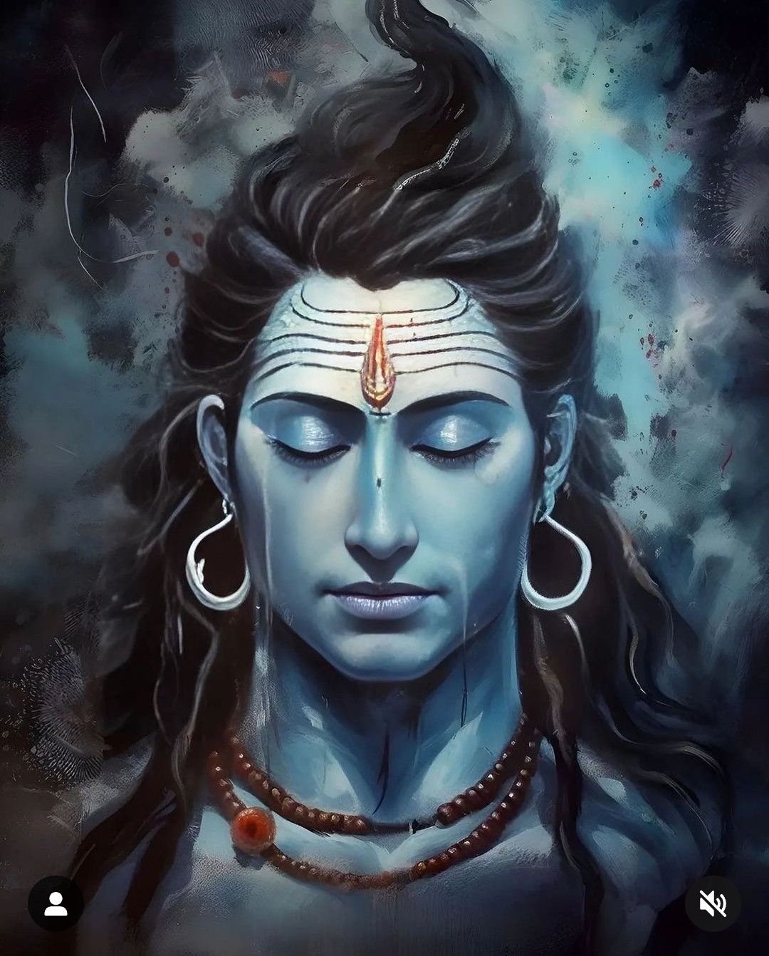 Peaceful Shiva portrait, divine wallpaper.