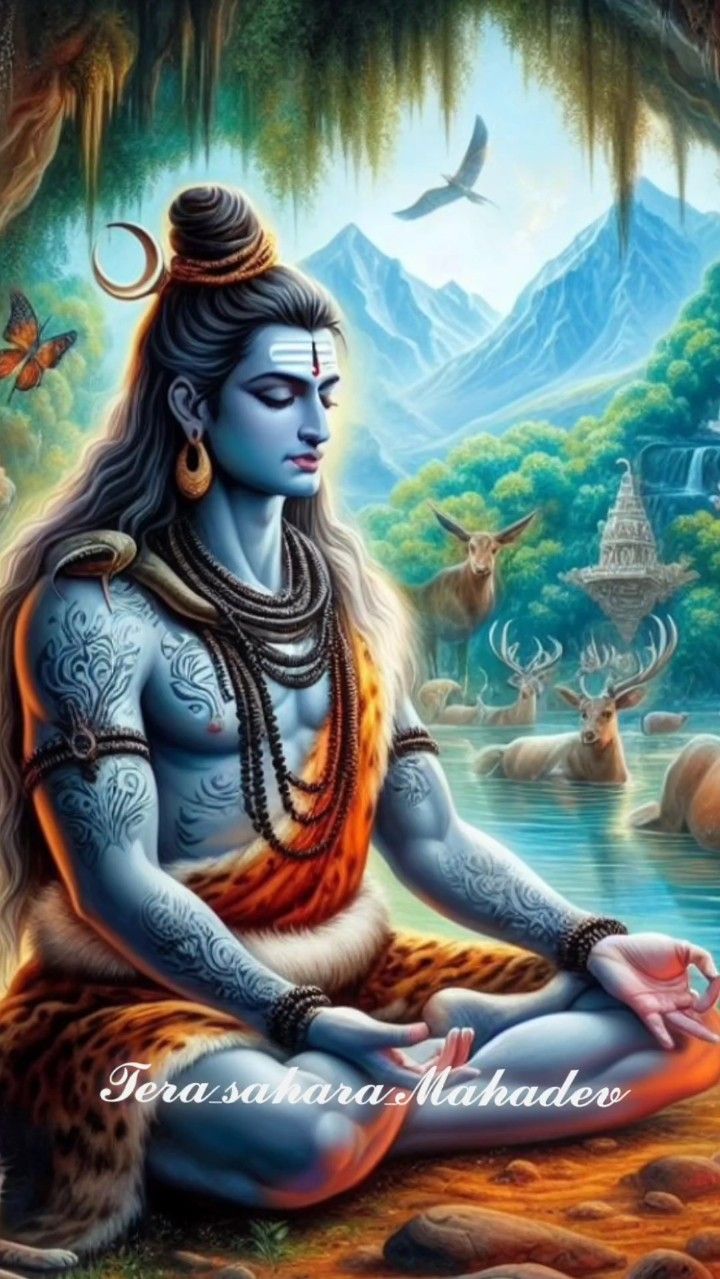 Lord Shiva meditating in the Himalayas