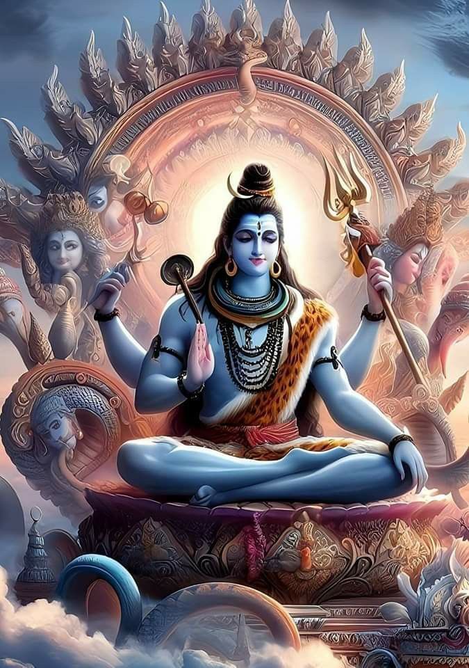 Meditating Shiva with Trishul and serpent