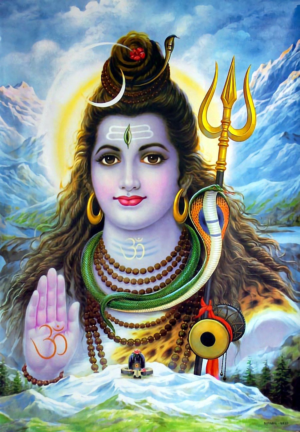 Lord Shiva with Trishul in mountains
